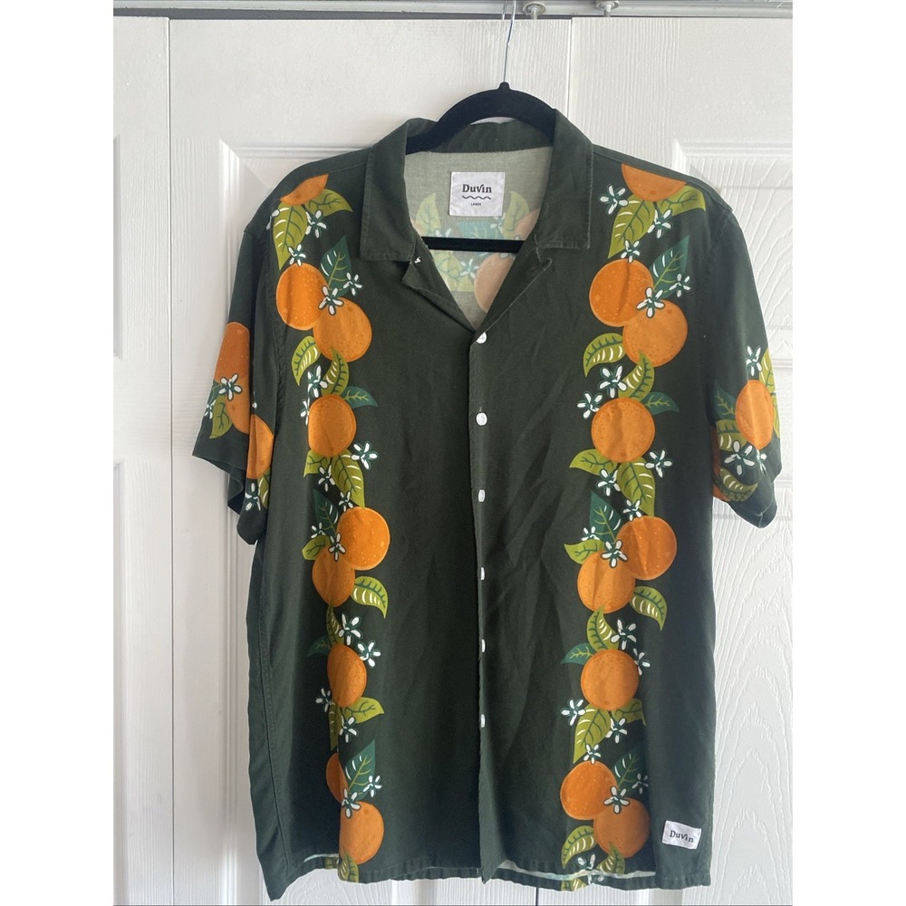 Duvin Mens Large Green Orange Florida Top Hula Girl Alligator Vacation Tourist